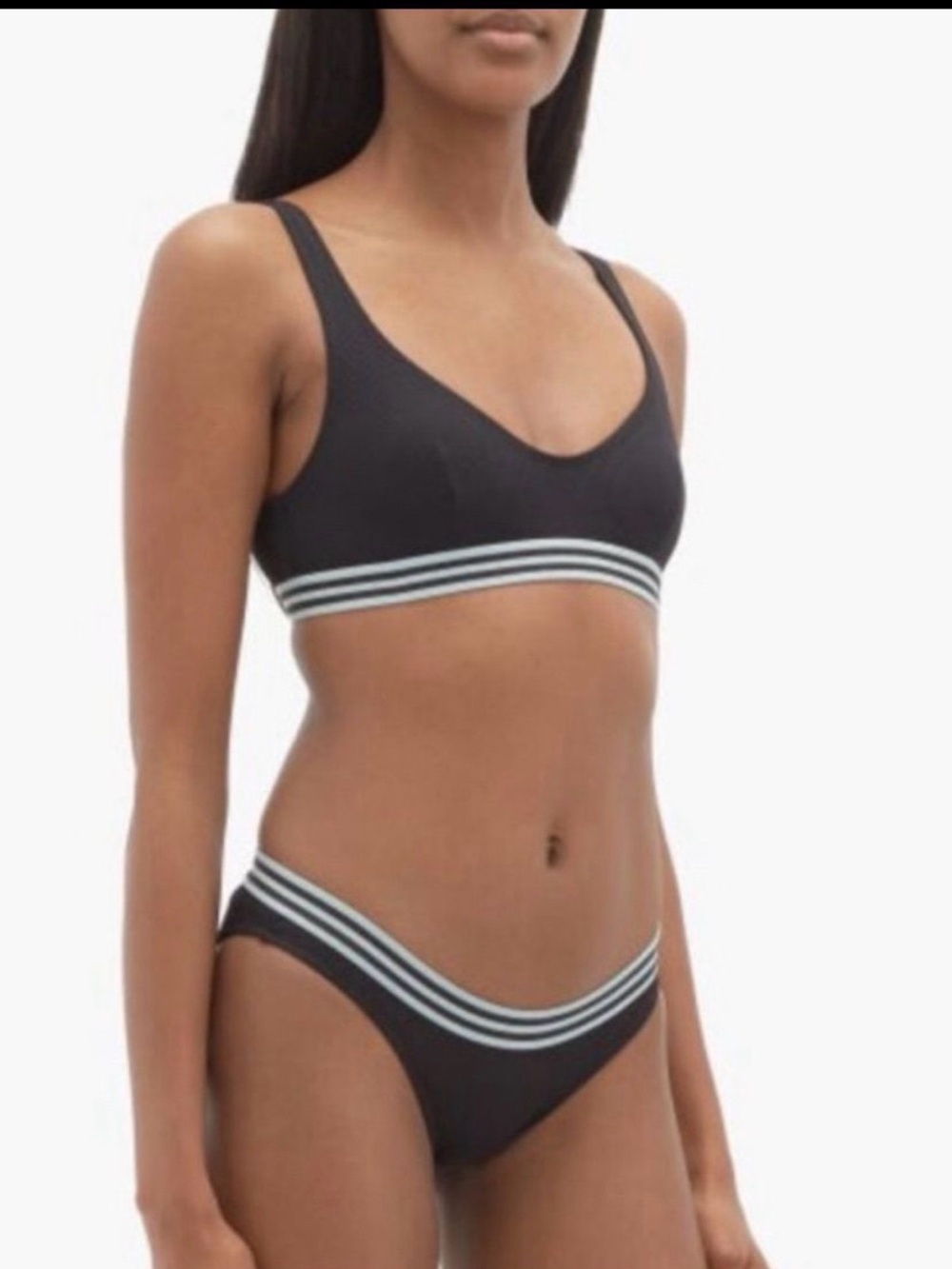 Black Striped Elastic Band Bikini Set